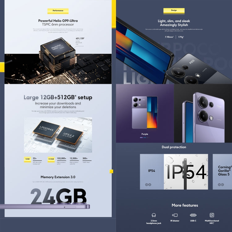 Xiaomi POCO M6 Pro Global, 12GB+512GB, In-screen Fingerprint, 6.67 inch MIUI 14 MediaTek Helio G99-Ultra Octa Core 2.2GHz, NFC, Network: 4G Xiaomi POCO M6 Pro Global, 12GB+512GB, In-screen Fingerprint, 6.67 inch MIUI 14 MediaTek Helio G99-Ultra Octa Core 2.2GHz, NFC, Network: 4G